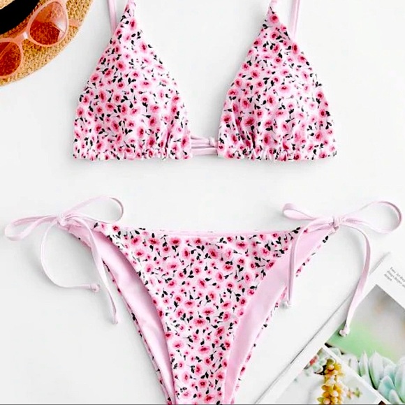 NWT Zaful Pink Floral Bikini - Picture 2 of 5